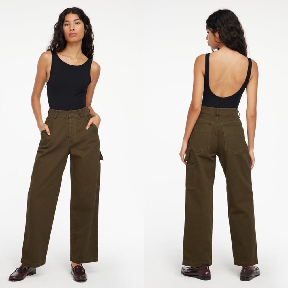 LACAUSA Aiden Trouser Mid Rise Straight Leg Workwear Carpenter Pants Brown NWT 0